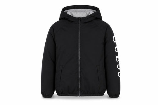 Guess Boys Black Logo Hooded Puffer Jacket Size 12 Years