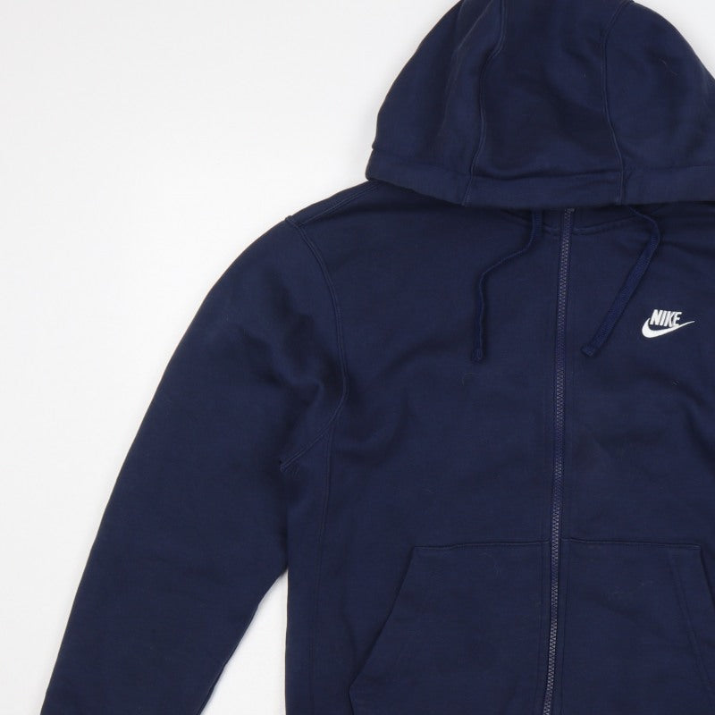 Nike Men’s Blue S Full Zip Hooded Fleece Sweatshirt Logo