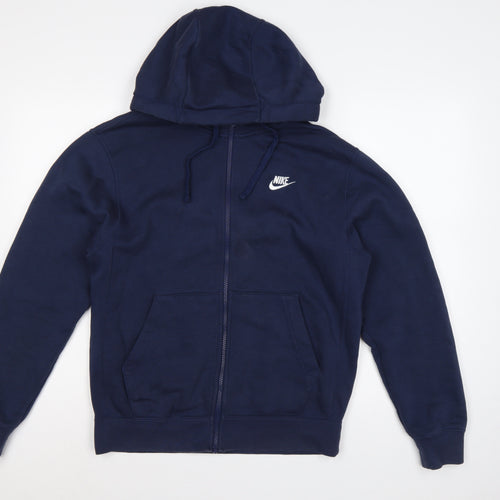 Nike Men’s Blue S Full Zip Hooded Fleece Sweatshirt Logo