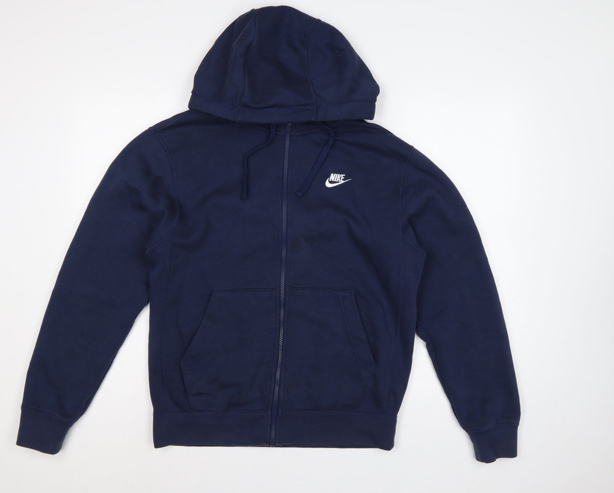 Nike Men’s Blue S Full Zip Hooded Fleece Sweatshirt Logo
