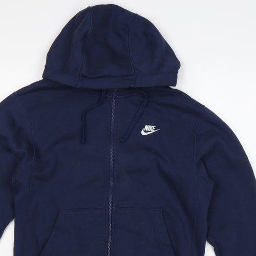 Nike Men’s Blue S Full Zip Hooded Fleece Sweatshirt Logo