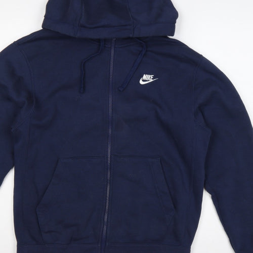 Nike Men’s Blue S Full Zip Hooded Fleece Sweatshirt Logo