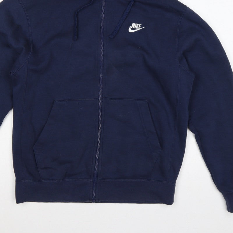 Nike Men’s Blue S Full Zip Hooded Fleece Sweatshirt Logo