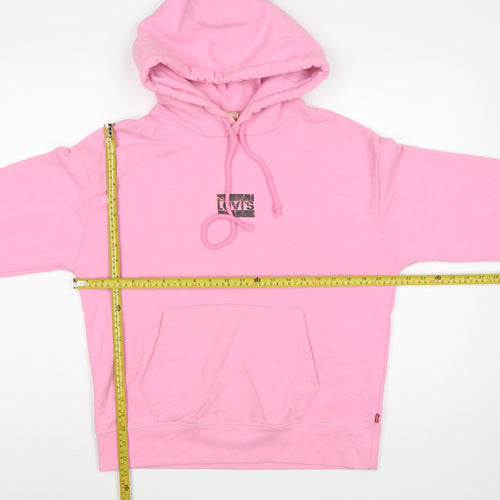 Levi's Women Pink S Pullover Hoodie Logo Cotton Hooded Kangaroo Pocket
