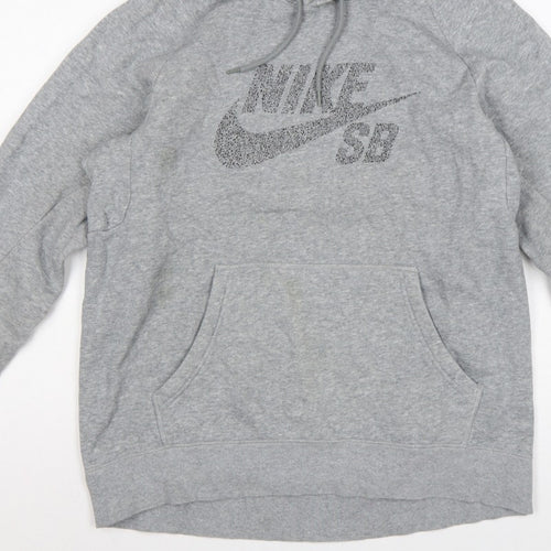 Nike SB Men’s Grey L Pullover Hoodie Logo Graphic Skateboarding Fleece