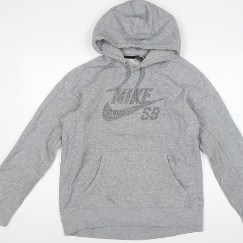 Nike SB Men’s Grey L Pullover Hoodie Logo Graphic Skateboarding Fleece