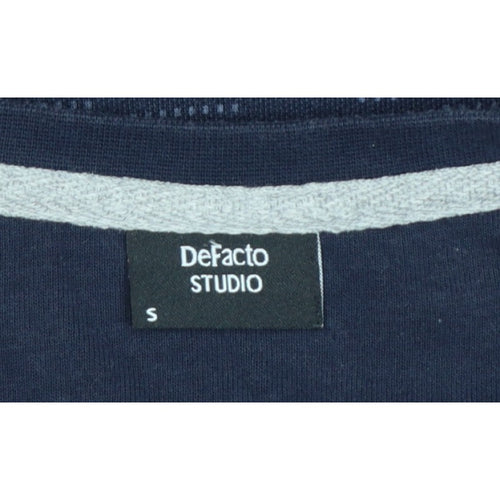 DeFacto Men’s Blue S Slim Fit Camo Crew Neck Pullover Sweatshirt