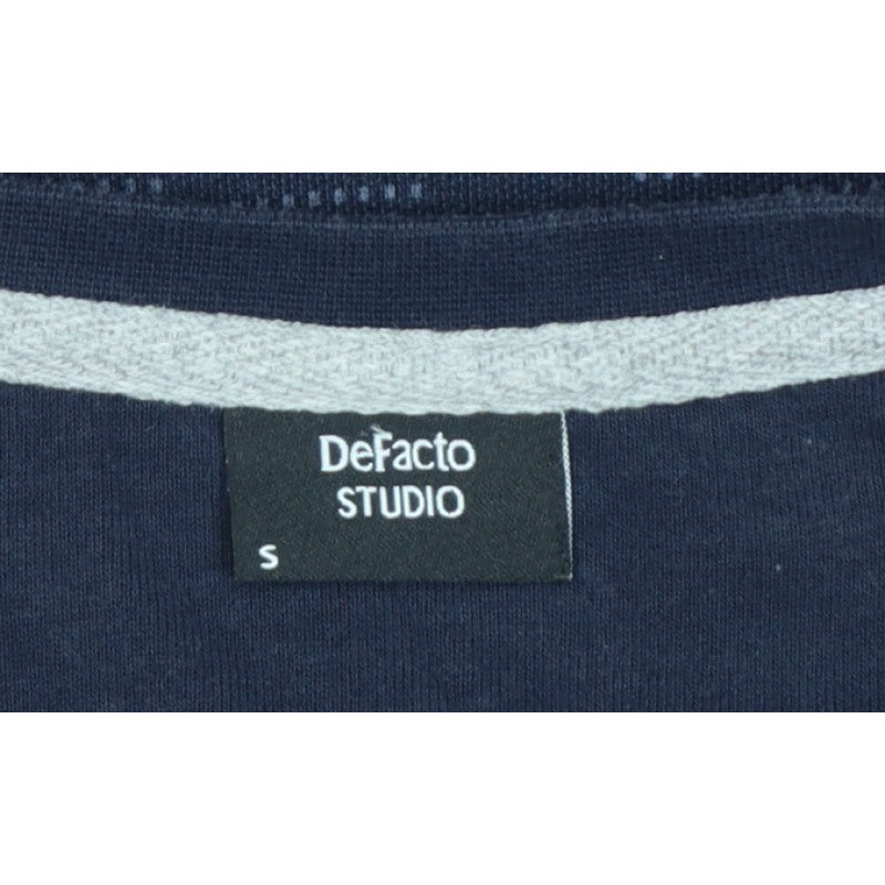DeFacto Men’s Blue S Slim Fit Camo Crew Neck Pullover Sweatshirt