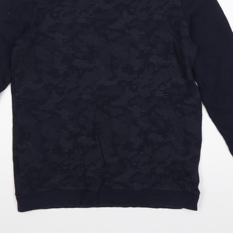 DeFacto Men’s Blue S Slim Fit Camo Crew Neck Pullover Sweatshirt
