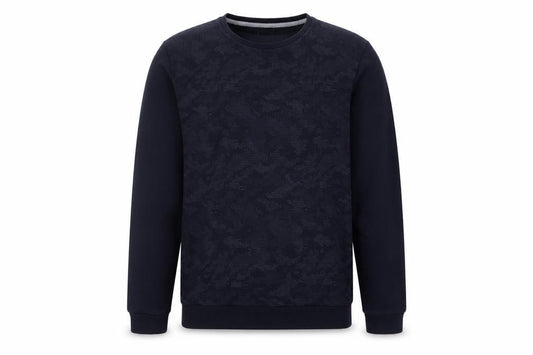 DeFacto Men’s Blue S Slim Fit Camo Crew Neck Pullover Sweatshirt