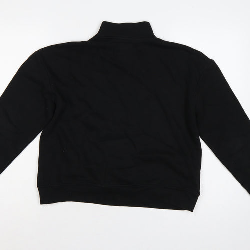 Pull&Bear Women's Black S Quarter Zip High Neck Pullover Sweatshirt