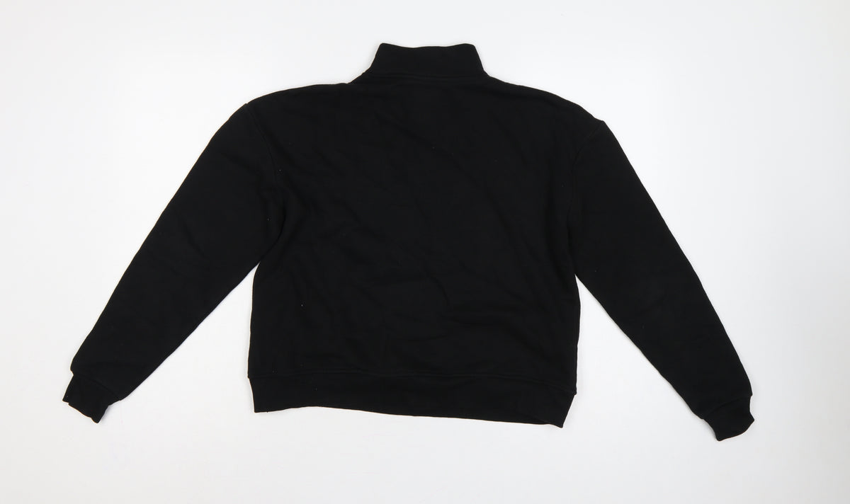 Pull&Bear Women's Black S Quarter Zip High Neck Pullover Sweatshirt
