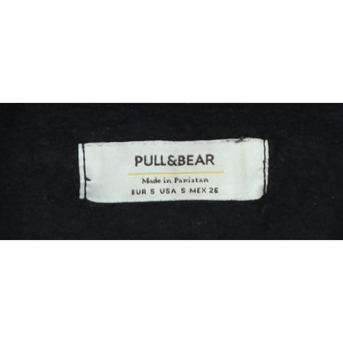 Pull&Bear Women's Black S Quarter Zip High Neck Pullover Sweatshirt