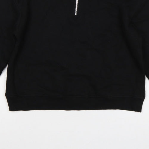 Pull&Bear Women's Black S Quarter Zip High Neck Pullover Sweatshirt