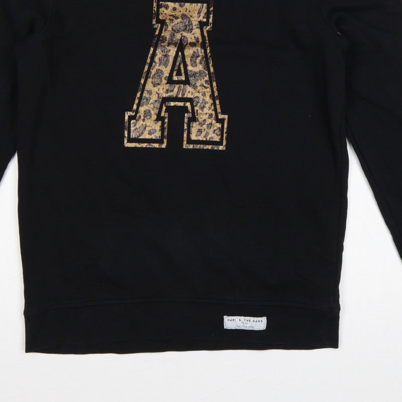 Additional view of Hari & The Gang Women's Black M Pullover Sweatshirt Leopard A Logo