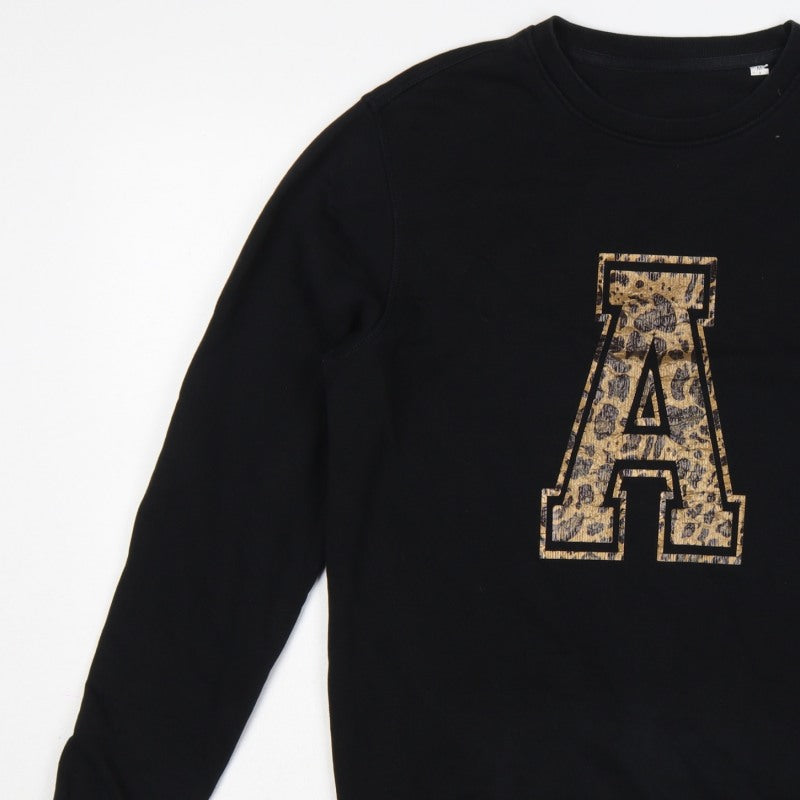 Additional view of Hari & The Gang Women's Black M Pullover Sweatshirt Leopard A Logo