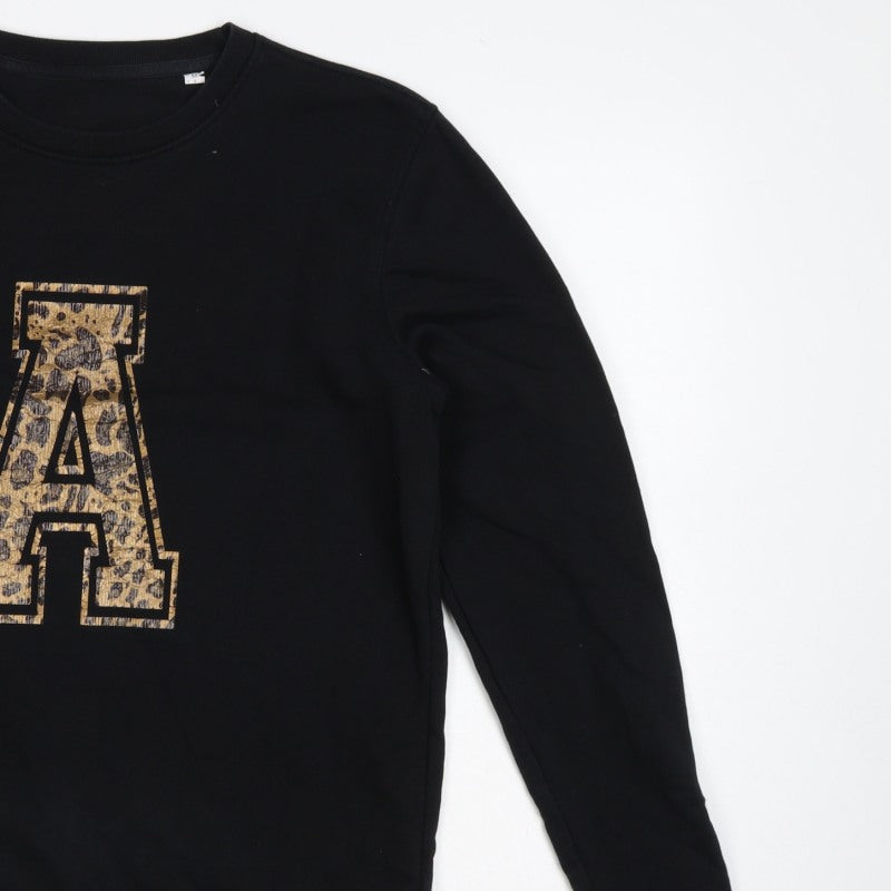 Additional view of Hari & The Gang Women's Black M Pullover Sweatshirt Leopard A Logo
