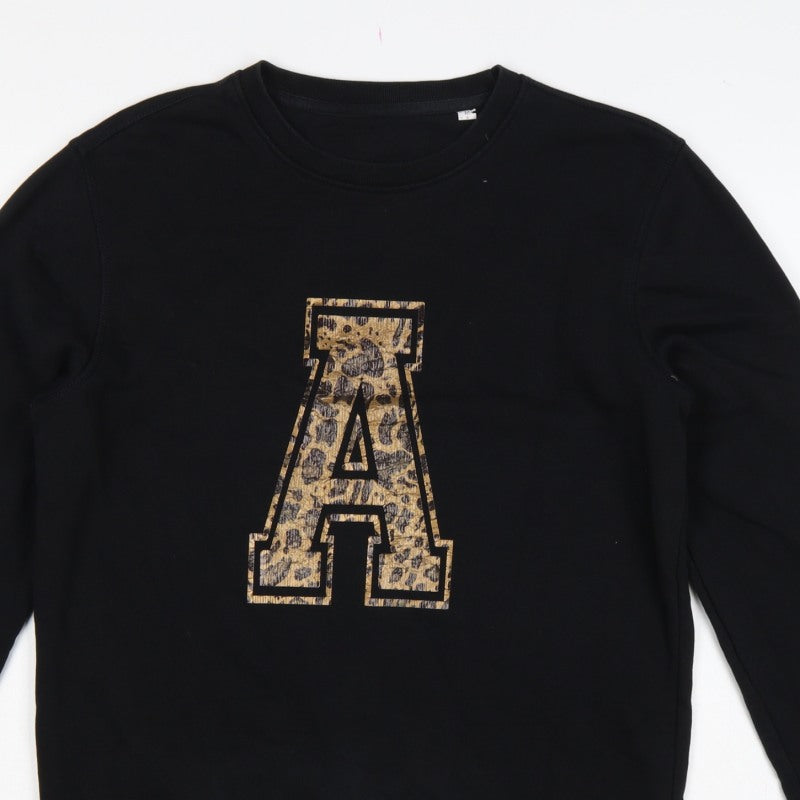 Additional view of Hari & The Gang Women's Black M Pullover Sweatshirt Leopard A Logo