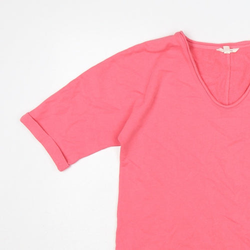 Marks & Spencer Women Pink UK 8 Pullover Short Sleeve V-Neck Sweatshirt