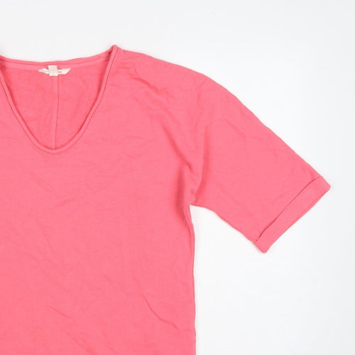 Marks & Spencer Women Pink UK 8 Pullover Short Sleeve V-Neck Sweatshirt