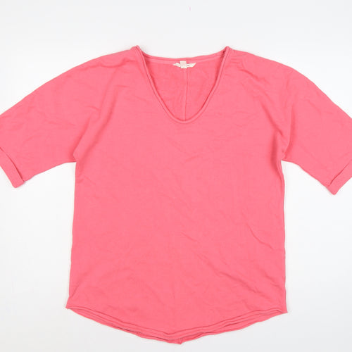 Marks & Spencer Women Pink UK 8 Pullover Short Sleeve V-Neck Sweatshirt