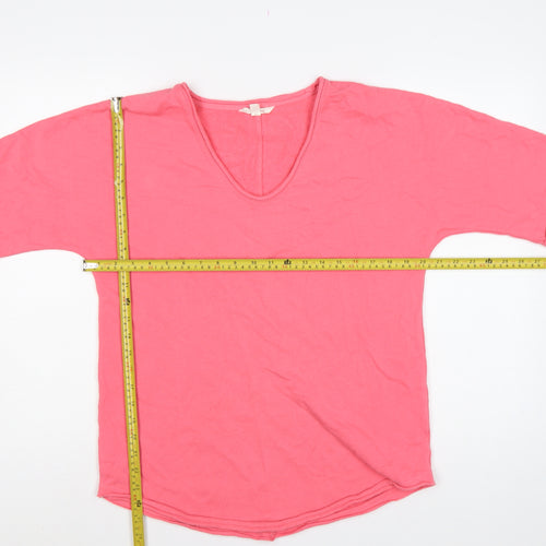 Marks & Spencer Women Pink UK 8 Pullover Short Sleeve V-Neck Sweatshirt