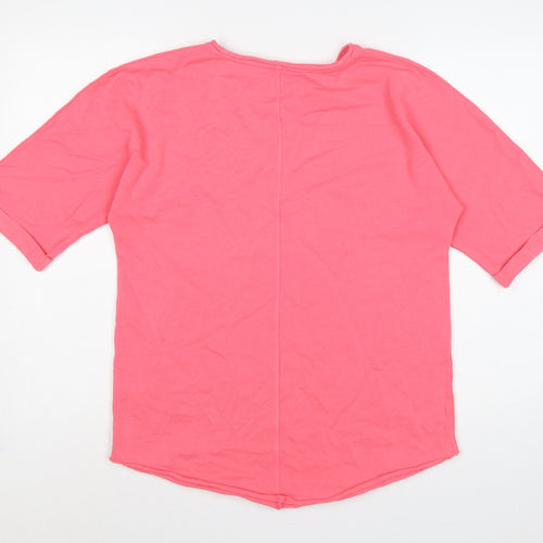 Marks & Spencer Women Pink UK 8 Pullover Short Sleeve V-Neck Sweatshirt