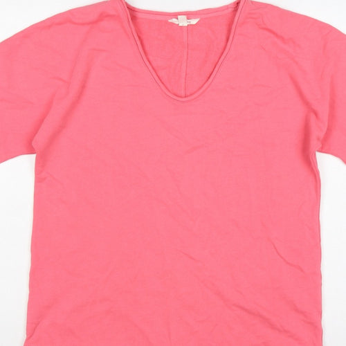 Marks & Spencer Women Pink UK 8 Pullover Short Sleeve V-Neck Sweatshirt