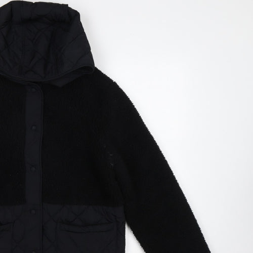 M&S Women’s Black UK 10 Hooded Quilted Fleece Puffer Jacket