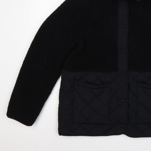 M&S Women’s Black UK 10 Hooded Quilted Fleece Puffer Jacket