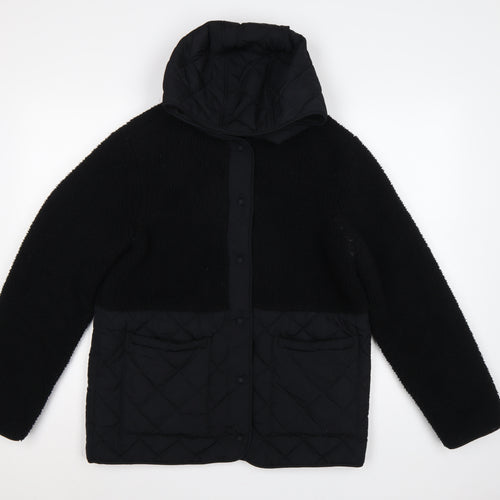 M&S Women’s Black UK 10 Hooded Quilted Fleece Puffer Jacket