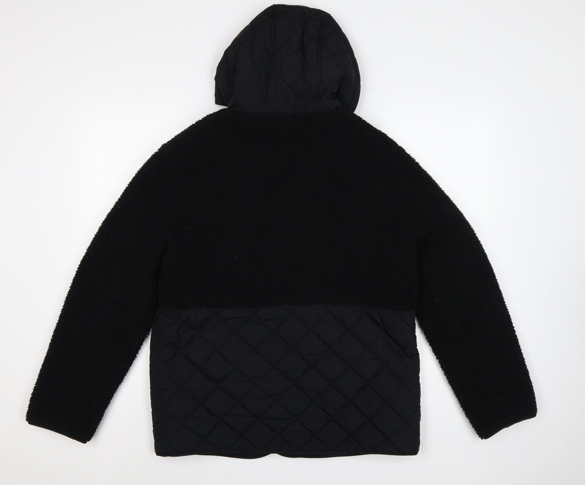 M&S Women’s Black UK 10 Hooded Quilted Fleece Puffer Jacket