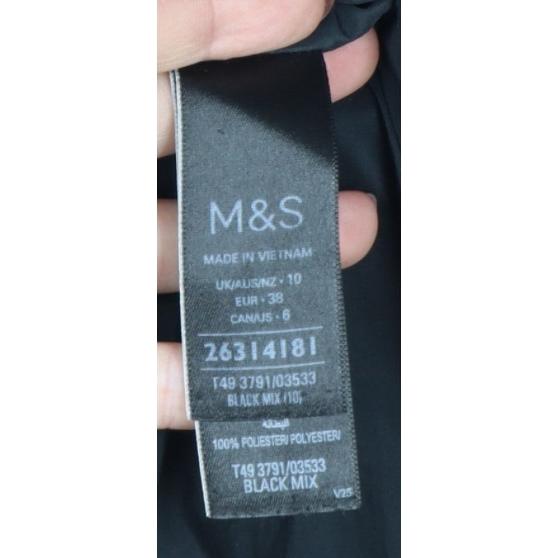 M&S Women’s Black UK 10 Hooded Quilted Fleece Puffer Jacket
