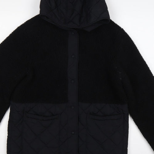 M&S Women’s Black UK 10 Hooded Quilted Fleece Puffer Jacket