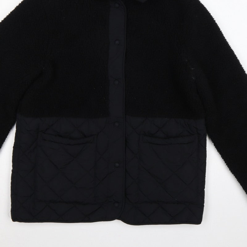 M&S Women’s Black UK 10 Hooded Quilted Fleece Puffer Jacket
