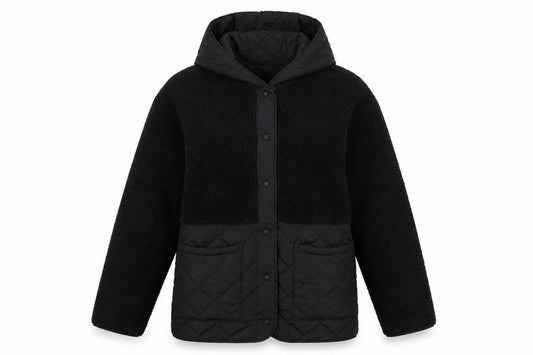 M&S Women’s Black UK 10 Hooded Quilted Fleece Puffer Jacket