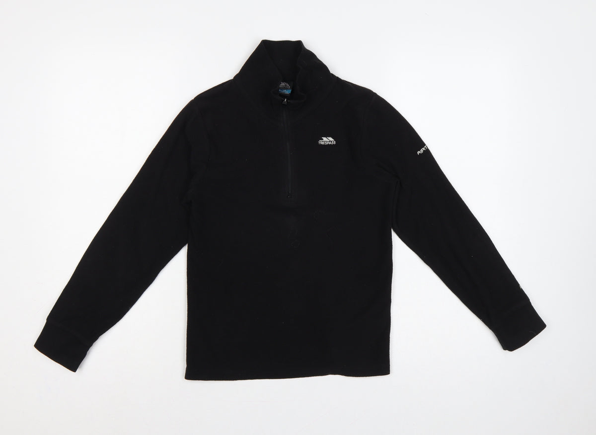 Trespass Boys Black 9-10 Years 1/4 Zip Fleece Sweatshirt