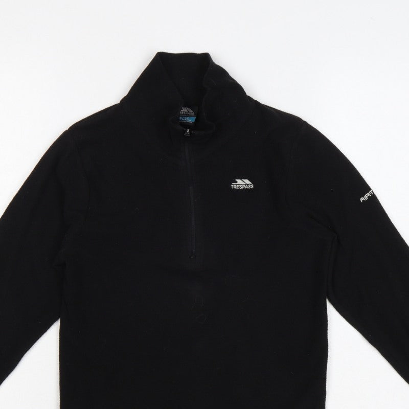 Trespass Boys Black 9-10 Years 1/4 Zip Fleece Sweatshirt