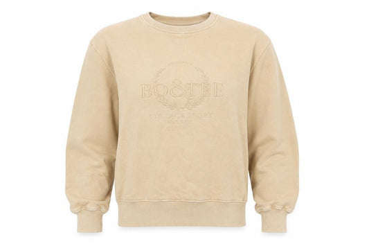 Front view of Eco+Tee Women’s Beige XS Embroidered Logo Crew Neck Sweatshirt