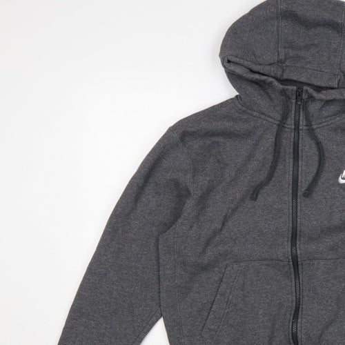 Nike Men’s Grey Small Full Zip Hooded Fleece Sweatshirt Logo
