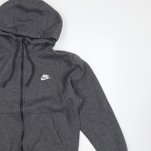 Nike Men’s Grey Small Full Zip Hooded Fleece Sweatshirt Logo