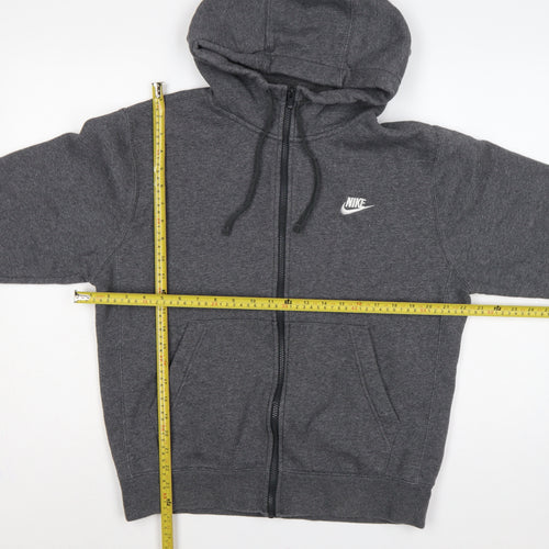Nike Men’s Grey Small Full Zip Hooded Fleece Sweatshirt Logo
