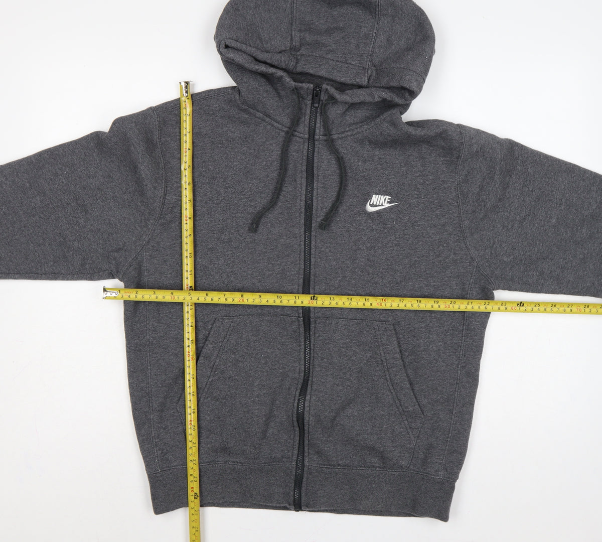Nike Men’s Grey Small Full Zip Hooded Fleece Sweatshirt Logo