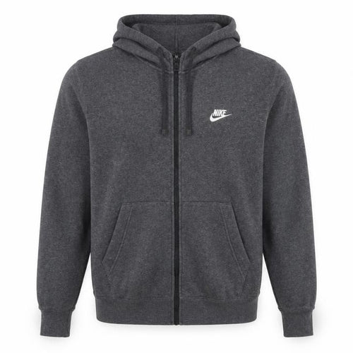 Nike Men’s Grey Small Full Zip Hooded Fleece Sweatshirt Logo