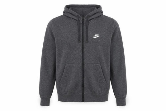 Nike Men’s Grey Small Full Zip Hooded Fleece Sweatshirt Logo