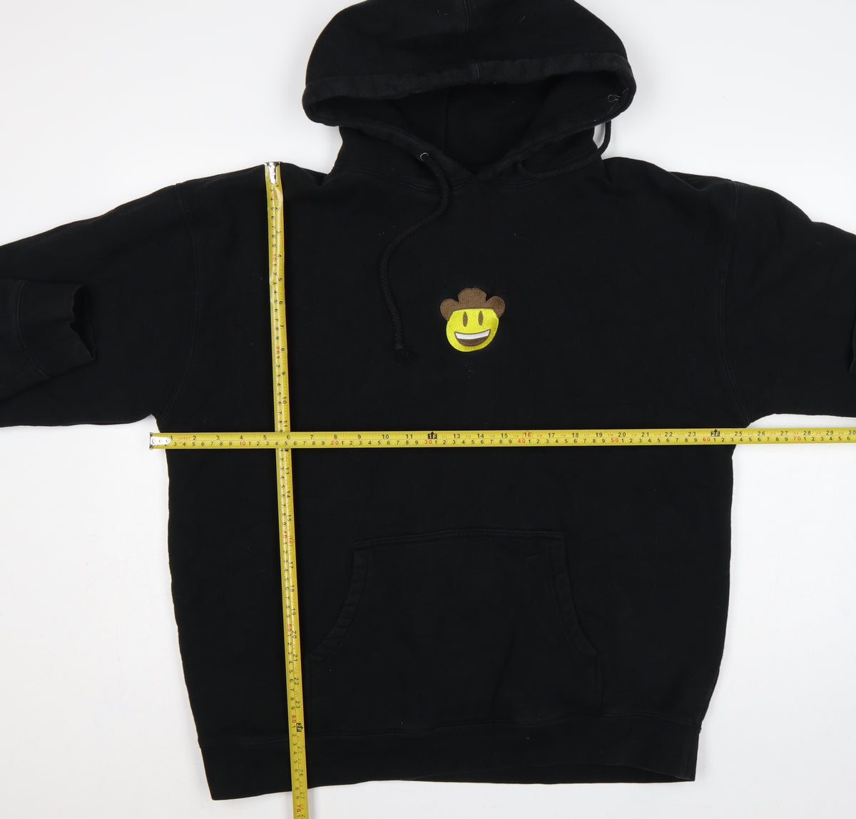 Antonio Garcia Men's Black XL Cowboy Smiley Embroidered Pullover Hoodie