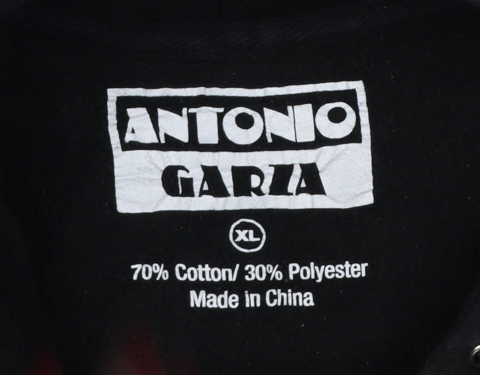 Antonio Garcia Men's Black XL Cowboy Smiley Embroidered Pullover Hoodie