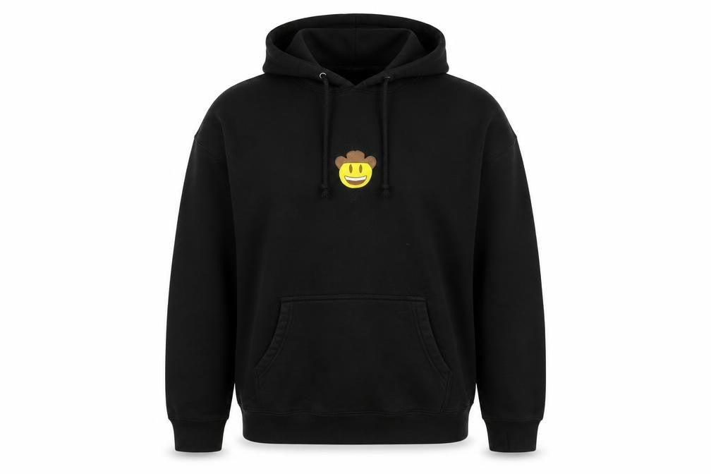 Antonio Garcia Men's Black XL Cowboy Smiley Embroidered Pullover Hoodie