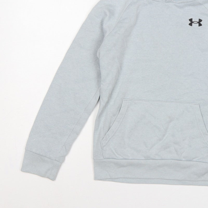 Under Armour Boys Grey Medium Pullover Hoodie Logo Pocket Sports