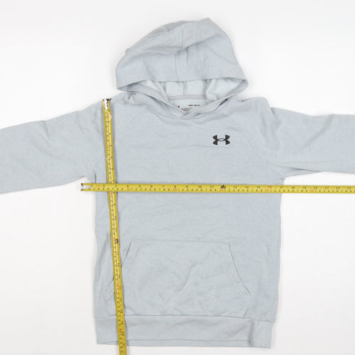 Under Armour Boys Grey Medium Pullover Hoodie Logo Pocket Sports